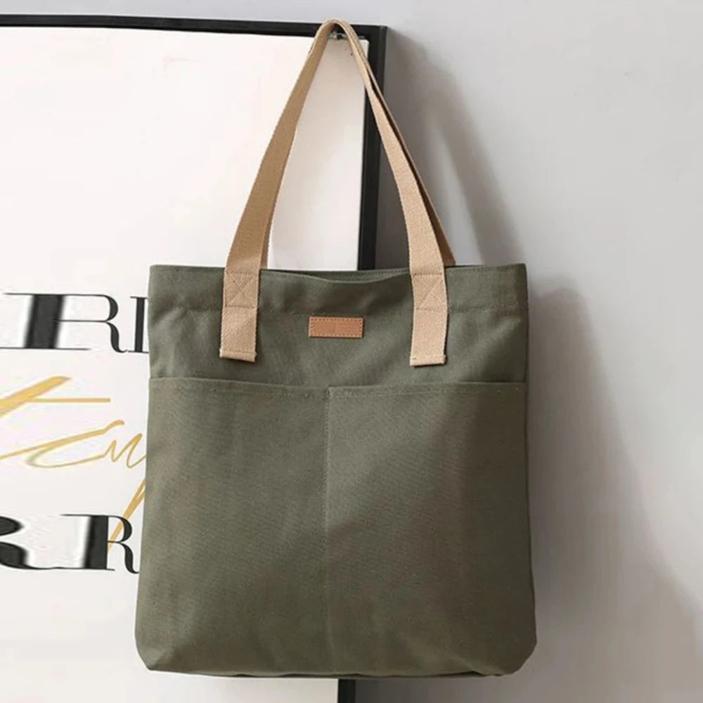 Women’s large capacity canvas tote bag by Everyday Auraa, casual shoulder handbag with ample space for shopping and daily use.