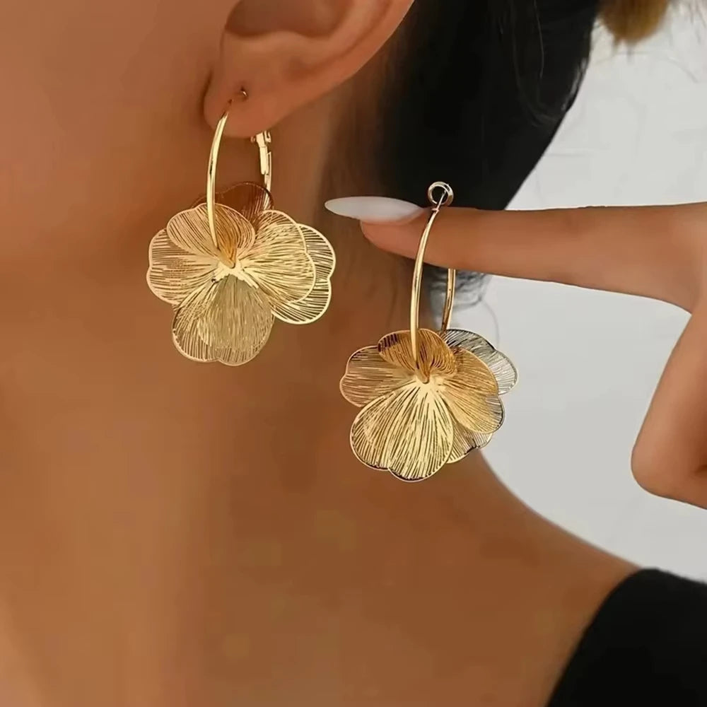 Elegant Butterfly & Floral Pendant Earrings – Gold-Tone Vintage Party Jewelry for Women - Everyday Auraa