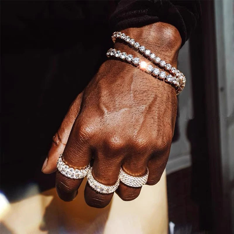 Iced-Out Tennis Bracelet for Men – Cubic Zirconia Hip-Hop Chain Jewelry - Everyday Auraa