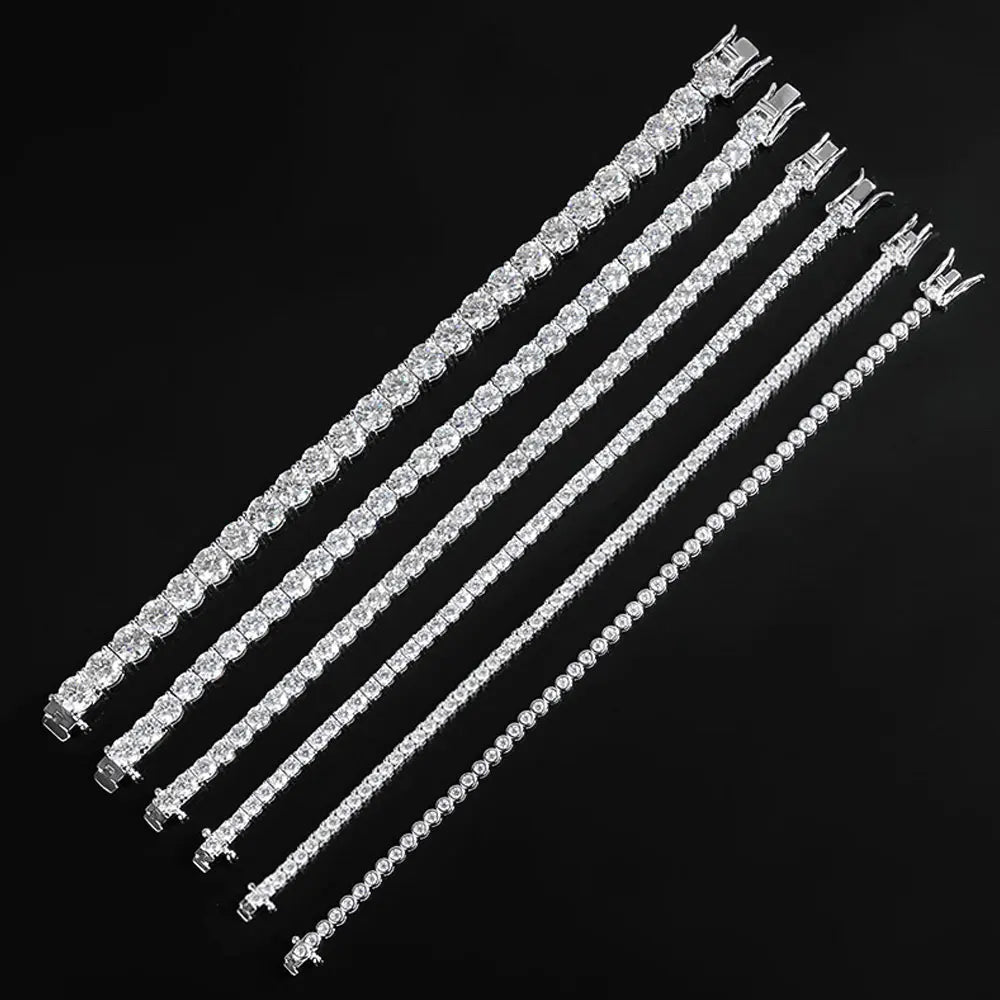 D Color VVS1 Moissanite Tennis Bracelet in 925 Sterling Silver – Classic Unisex Luxury Jewelry - Everyday Auraa