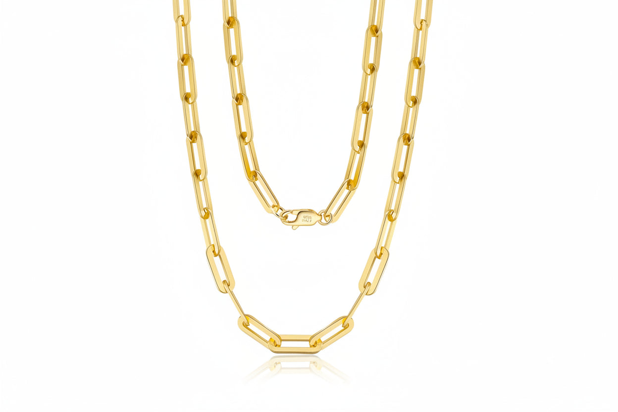 Gold-plated paperclip chain necklace 