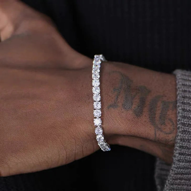 Iced-Out Tennis Bracelet for Men – Cubic Zirconia Hip-Hop Chain Jewelry - Everyday Auraa