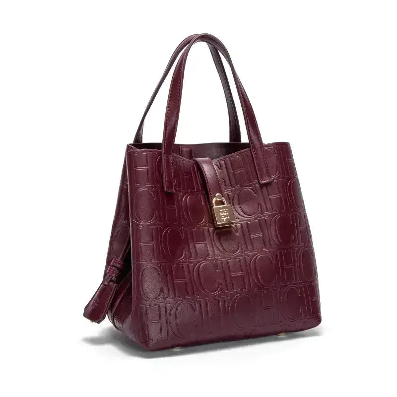 Everyday Auraa women's embossed crossbody tote bag with letter design, large capacity, elegant shoulder purse, and versatile style.