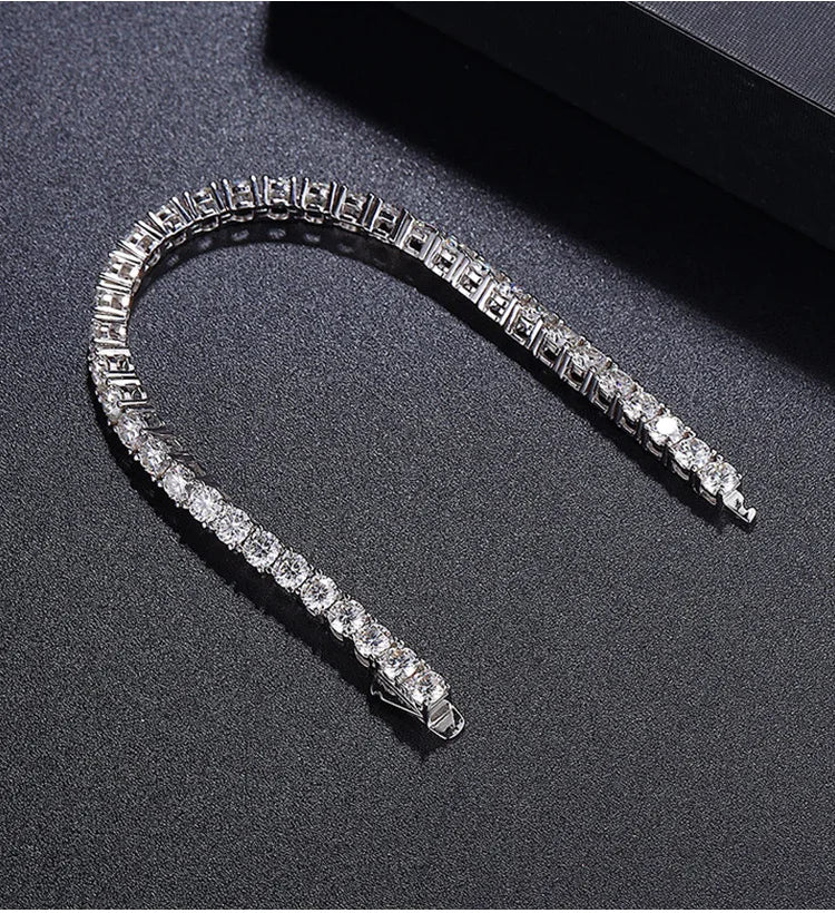 D Color VVS1 Moissanite Tennis Bracelet in 925 Sterling Silver – Classic Unisex Luxury Jewelry - Everyday Auraa