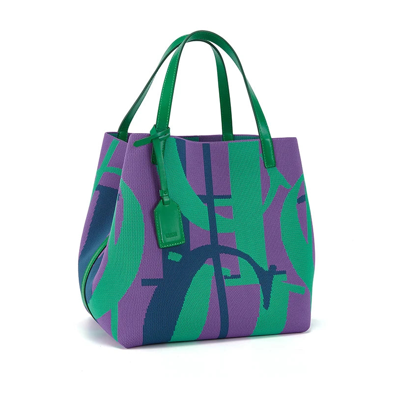 Women’s woven bucket handbag by Everyday Auraa, large capacity solid color shoulder tote bag for everyday use.