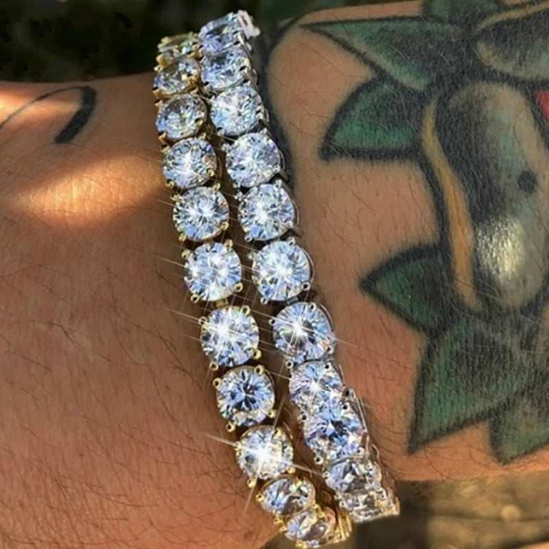 Iced-Out Tennis Bracelet for Men – Cubic Zirconia Hip-Hop Chain Jewelry - Everyday Auraa