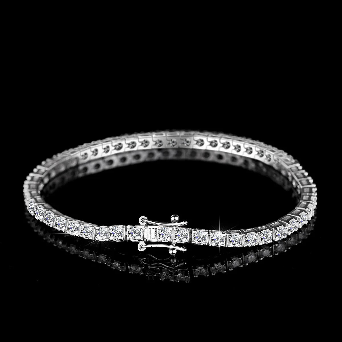 D Color VVS1 Moissanite Tennis Bracelet in 925 Sterling Silver – Classic Unisex Luxury Jewelry - Everyday Auraa