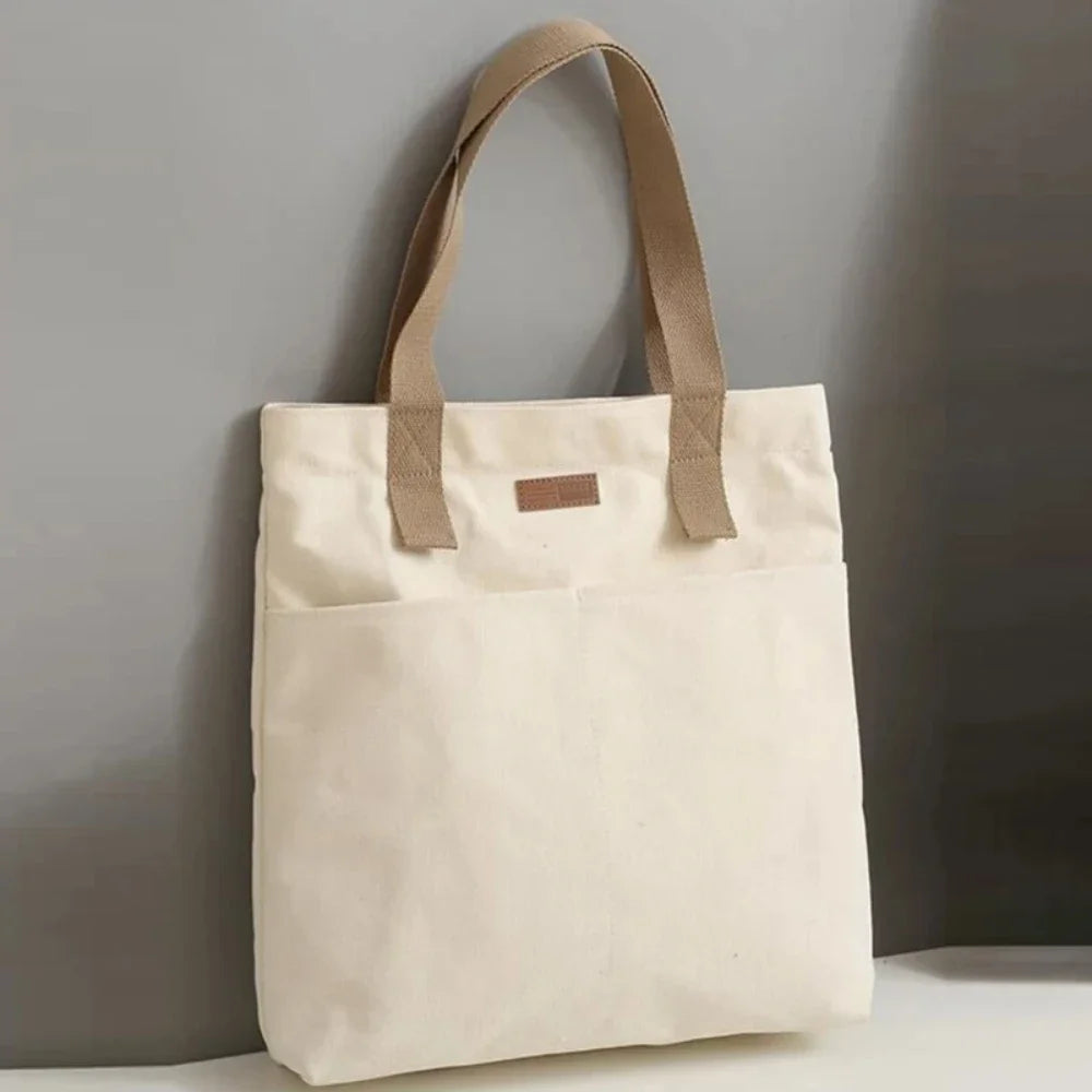 Large capacity canvas tote bag for women by Everyday Auraa, casual shoulder handbag ideal for commuting and everyday shopping.