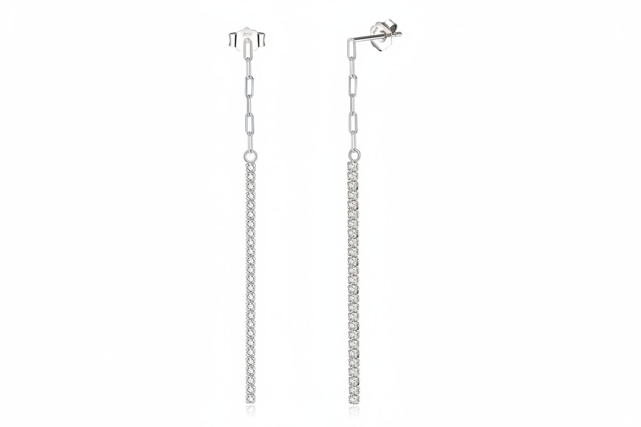 Silver chain earrings