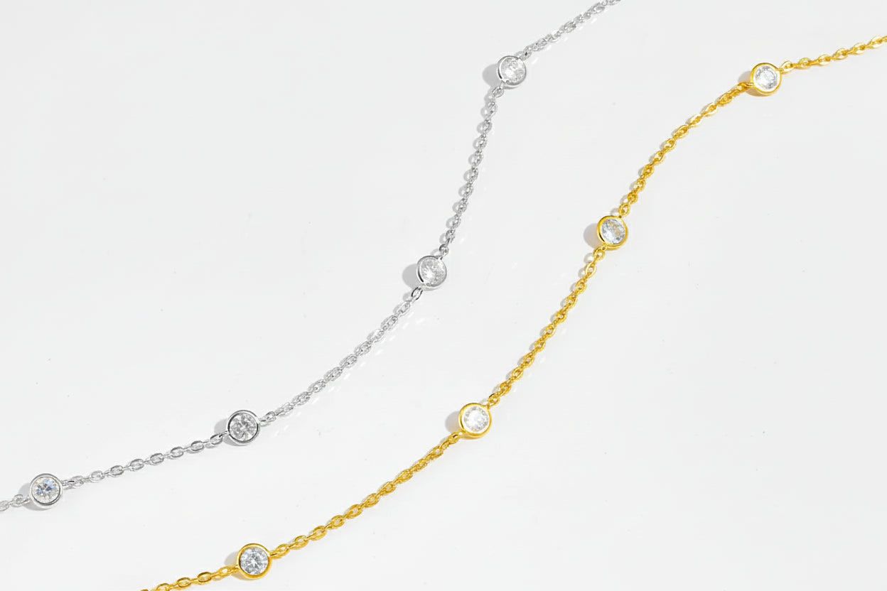 Gold and silver chain necklace 'Real Sterling Silver 925' stamp.