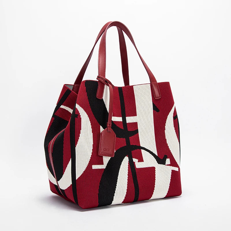Large capacity women's woven bucket handbag by Everyday Auraa featuring a solid color shoulder tote for everyday use.