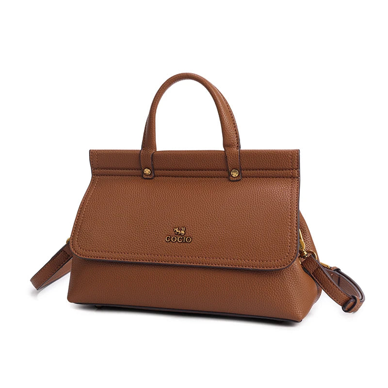 Leather women's backpack handbag by Everyday Auraa, stylish daily use rucksack with crossbody strap and modern design.