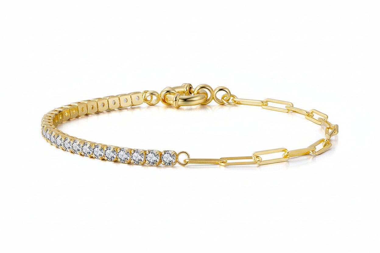 Sterling silver tennis bracelet by Everyday Auraa with minimal sparkle, elegant design for everyday wear