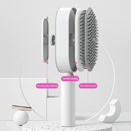 Everyday Auraa self-cleaning hair brush with air cushion, anti-static detangler, scalp massage comb, designed for women.