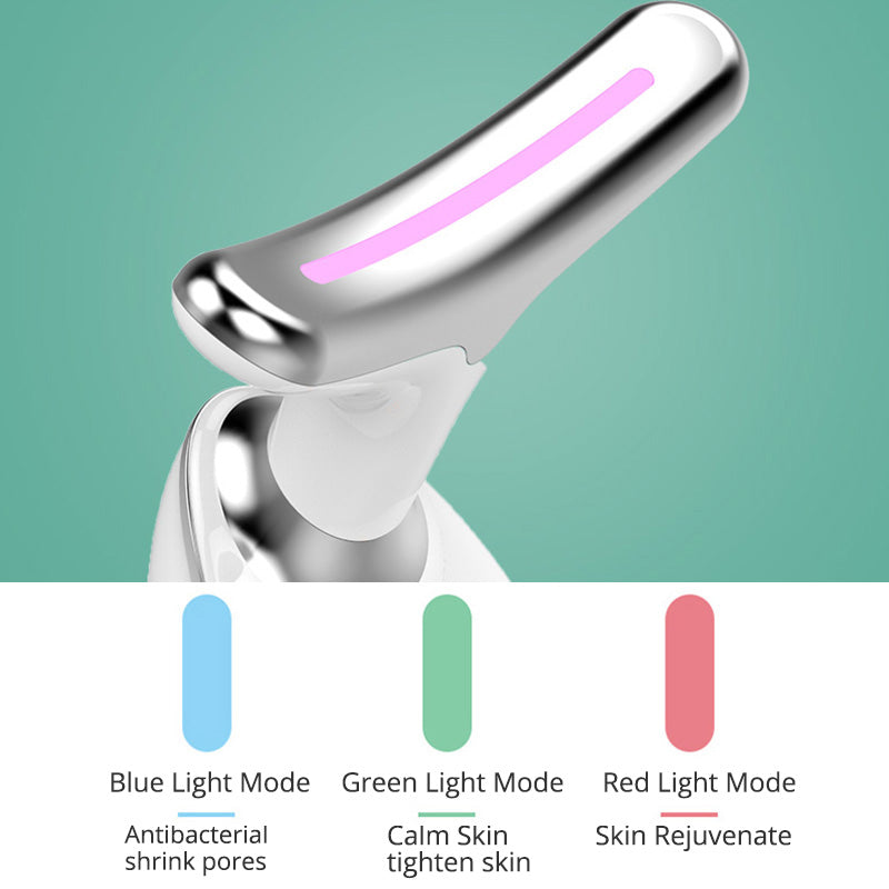 Image of Everyday Auraa EMS Thermal Neck Lifting Massager earrings with LED light therapy and microcurrent wrinkle remover design.