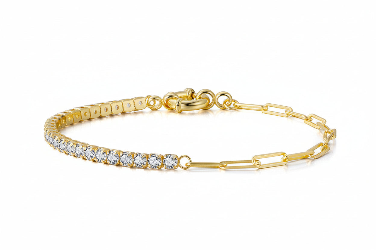 S925 sterling silver tennis bracelet with minimal sparkle and elegant design, perfect for everyday wear by Everyday Auraa.